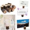 Dtacke 10pc Small Rustic Wood Place Card Holder Wedding Party Name Card Holder Mini Rustic Wood Memo Note Card Table Name Number Holder Wooden Bark Memo Holder Stand Card (3.5cm/1.4 inch) view 4