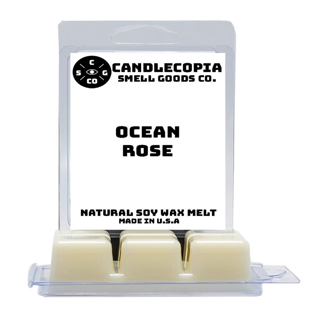Candlecopia Ocean Rose Strongly Scented Hand Poured Vegan Wax Melts, 12 Scented Wax Cubes, 6.4 Ounces in 2 x 6-Packs