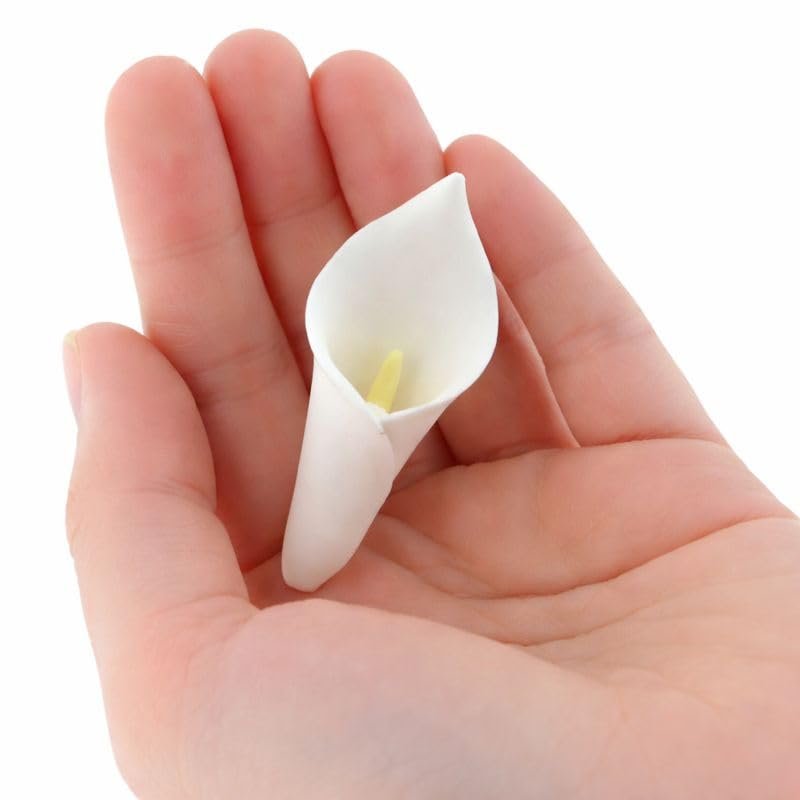 Global Sugar Art Calla Lily Sugar Cake Flowers White with Yellow, Unwired, Medium 18 Count by Chef Alan Tetreault
