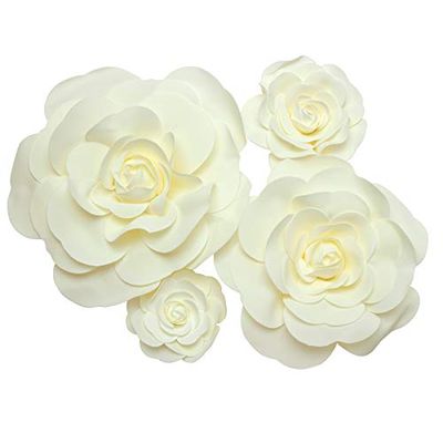 SIMPLY ELEGANT Rose Foam Wall Decor 4 Piece Set (Ivory)