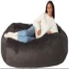 Amazon Basics Large Bean Bag Chairs for Adults, 6 ft Grey Memory Foam Filled with Solid Microfiber Cover view 1