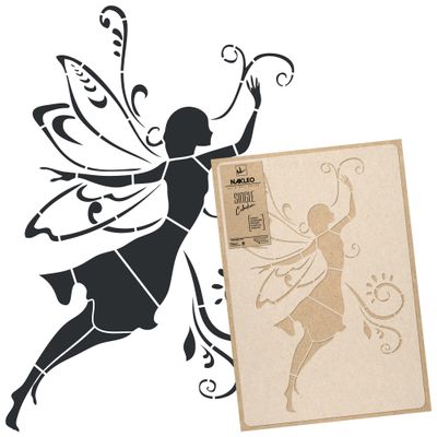 NAKLEO Reusable Plastic Wall Stencil - 59x95cm / 23" x 37" - Fairy Magic Witch Elf - Large Wallpaper Pattern Painting DIY Art Craft Template - Fabric Furniture Wood Canvas