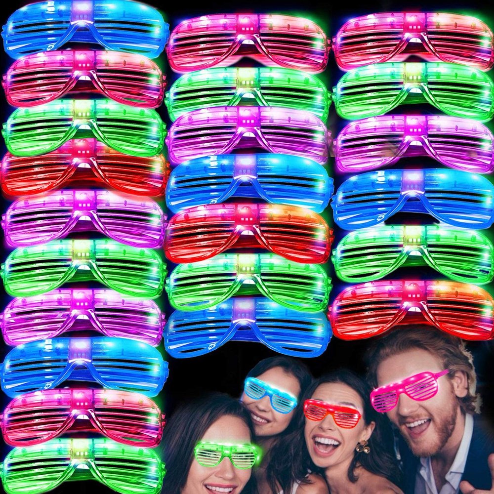 iGeeKid 50 Pack LED Glasses Light Up Party Glasses Glow In The Dark Party Supplies Shutter Neon Toys Flashing Glasses Party