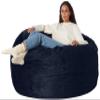 Amazon Basics Large Bean Bag Chairs for Adults, 5 ft Blue Memory Foam Filled with Solid Microfiber Cover view 1