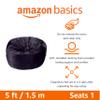 Amazon Basics Large Bean Bag Chairs for Adults, 5 ft Blue Memory Foam Filled with Solid Microfiber Cover view 3