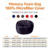 Amazon Basics Large Bean Bag Chairs for Adults, 5 ft Blue Memory Foam Filled with Solid Microfiber Cover view 4