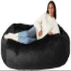 Amazon Basics Large Bean Bag Chairs for Adults, 6 ft Black Memory Foam Filled with Solid Microfiber Cover view 1
