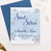 Modern Pink Paper Winter Snow Sweet 16 Invitations with Envelopes, Personalized Sweet 16 Invites,16th Birthday Invitations for Girls, Blue and Silver, Your choice of Quantity, Info and Envelope Color view 2