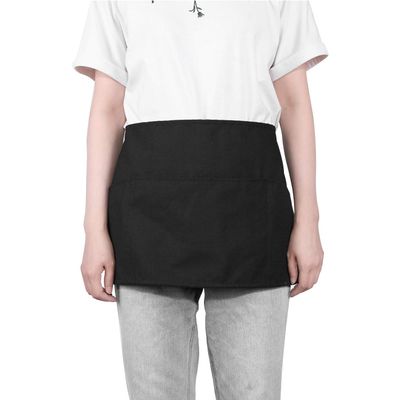 GNEGNI Server Apron with 3 Pockets, Waist Apron for Waitress and Waiter, Poly-Cotton Canvas, 23.5" x 12", Long Ties, for Restaurant, Bar, Bistro, Cafe, Home Kitchen