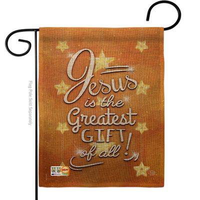 Jesus is the Greatest Gift Burlap Garden Flag Wintertime Nativity Three King Religious Holy Family Season Christian Small Decorative Yard House Banner Double-Sided Made In USA 13 X 18.5