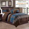 7 Piece Western Southwestern Native American Design Comforter Set Multicolor Navy Coffee Brown Embroidered Queen Size Bed in a Bag Navajo Bedding Set- Makala (Navy Blue, Queen) view 2