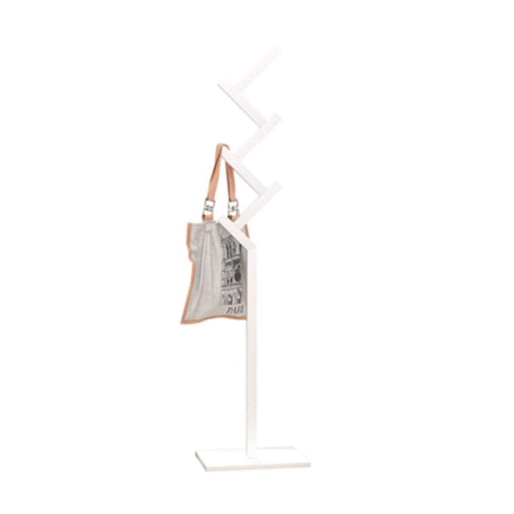 COAT RACK Floor Stable Base Wave Hook Household Wood Hanger (Color : White)