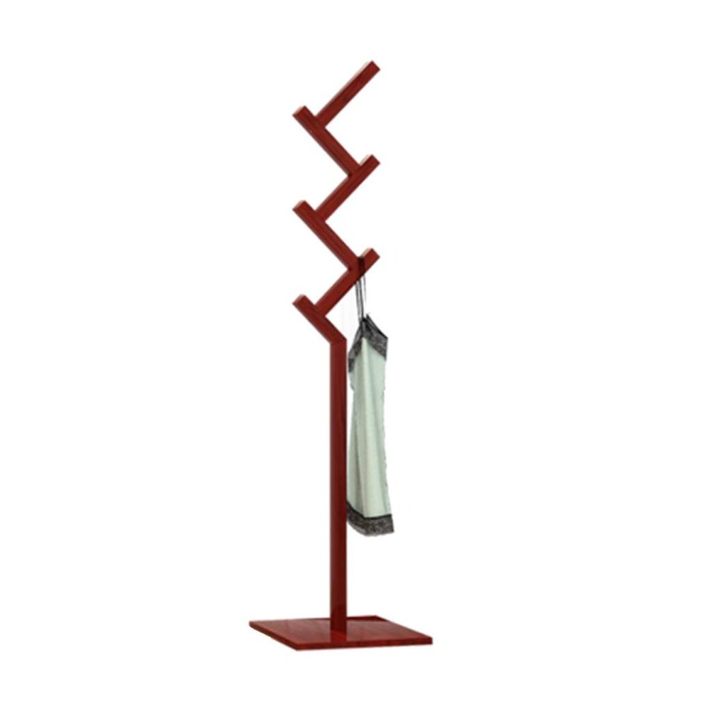COAT RACK Floor Stable Base Wave Hook Household Wood Hanger (Color : Brown)