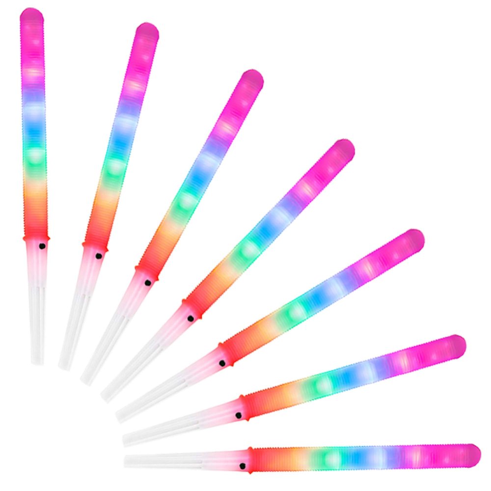 12 Pack of 8 Function Modes LED Cotton Candy Glow Cones - Cotton Candy Sticks