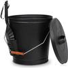 5.15 Gallon Hot Ash Bucket Fireproof Pellet Bucket with Lid and Shovel for Fireplaces, Fire Pits - Black view 1