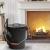 5.15 Gallon Hot Ash Bucket Fireproof Pellet Bucket with Lid and Shovel for Fireplaces, Fire Pits - Black view 3