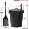 5.15 Gallon Hot Ash Bucket Fireproof Pellet Bucket with Lid and Shovel for Fireplaces, Fire Pits - Black view 4