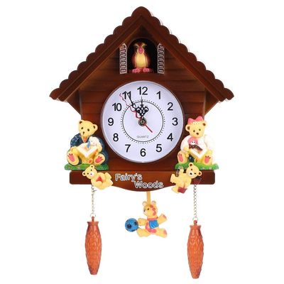 AUNMAS Wooden Wall Clock, Handicraft Vintage Cuckoo Tree House Wall Clock, Large 16.5 Inch Vintage Decor for Living Room, Kitchen, Bedroom
