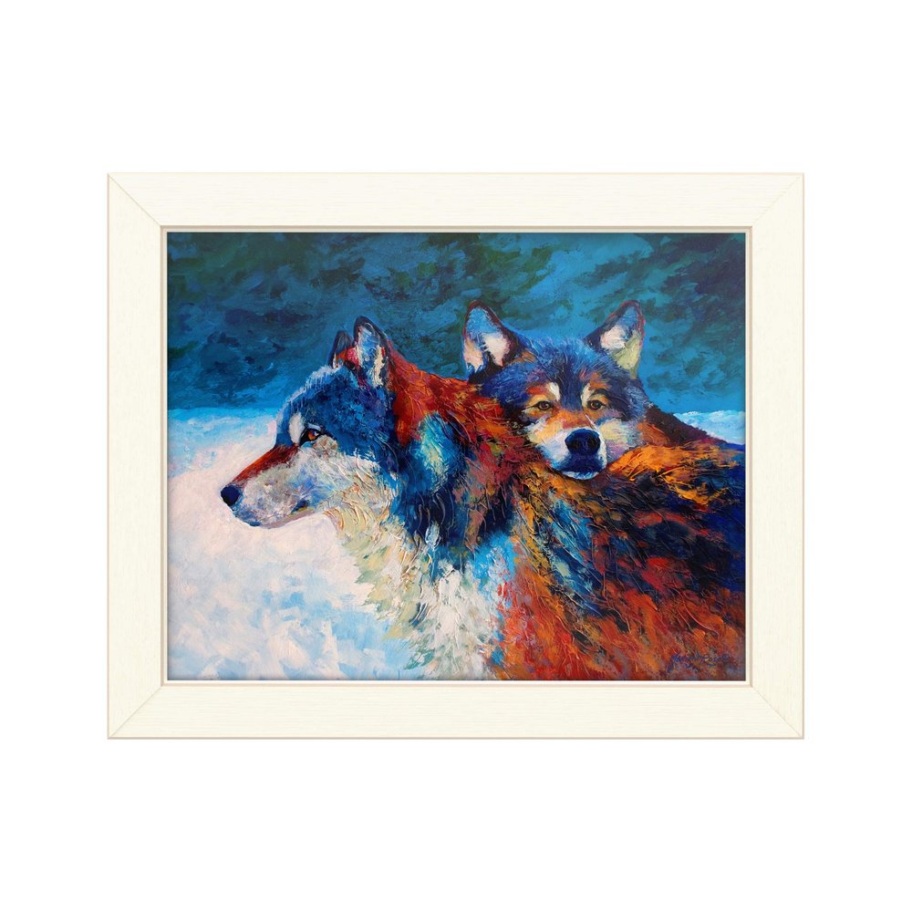 Trademark Fine Art Wolves by Marion Rose, Distressed White Frame 11x14, Multi-Color