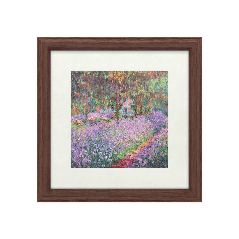 Trademark Fine Art ' The Artist's Garden at Giverny ' White Matted Wood Frame by Claude Monet 16x16