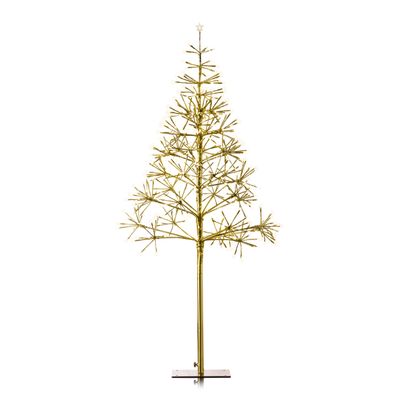 Alpine Corporation 53" H Indoor Outdoor Festive Artificial Christmas Tree with Warm White LED Lights, Gold