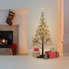Alpine Corporation 53" H Indoor Outdoor Festive Artificial Christmas Tree with Warm White LED Lights, Gold view 2