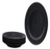 Ebros Contemporary Tao Swirl Design Round 11.75" Diameter Matte Black Jade Melamine Extra Large Dinner Plates Pack Of 6 Set For Home Kitchen Modern Dining Serveware Restaurant Supply view 1