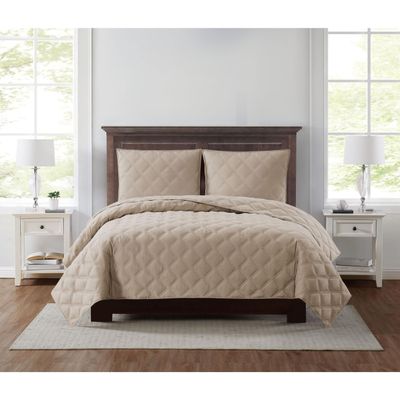 TRULY SOFT Everyday 3D Puff Quilt Set, King, Khaki