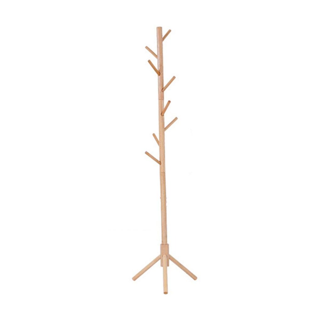 COAT RACK Solid Wood Floor Triangle Bracket Tree Hook Single Pole Hanger (Color : B)