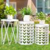 Y&M Outdoor Side Tables Set of 3, Nesting Patio Side End Tables for Outside, Round Heavy Duty Metal Stacking Accent Tables for Patio Balcony Garden Indoor, White view 1