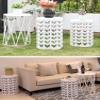 Y&M Outdoor Side Tables Set of 3, Nesting Patio Side End Tables for Outside, Round Heavy Duty Metal Stacking Accent Tables for Patio Balcony Garden Indoor, White view 2