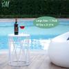 Y&M Outdoor Side Tables Set of 3, Nesting Patio Side End Tables for Outside, Round Heavy Duty Metal Stacking Accent Tables for Patio Balcony Garden Indoor, White view 3