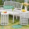 Y&M Outdoor Side Tables Set of 3, Nesting Patio Side End Tables for Outside, Round Heavy Duty Metal Stacking Accent Tables for Patio Balcony Garden Indoor, White view 4
