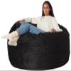 Amazon Basics Large Bean Bag Chairs for Adults, 5 ft Black Memory Foam Filled with Solid Microfiber Cover view 1