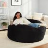 Amazon Basics Large Bean Bag Chairs for Adults, 5 ft Black Memory Foam Filled with Solid Microfiber Cover view 2
