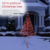 Alpine Corporation 53" H Indoor/Outdoor Artificial Christmas Tree with LED Lights, Red, Christmas Decoration view 4