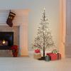 Alpine Corporation 53" Tall Artificial Christmas Tree with 380 Warm White LED Lights, Indoor/Outdoor Holiday Decoration with Flashing Lights for Porch or Lawn, Silver view 1