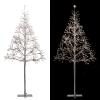Alpine Corporation 53" Tall Artificial Christmas Tree with 380 Warm White LED Lights, Indoor/Outdoor Holiday Decoration with Flashing Lights for Porch or Lawn, Silver view 2