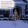 Alpine Corporation 53" Tall Artificial Christmas Tree with 380 Warm White LED Lights, Indoor/Outdoor Holiday Decoration with Flashing Lights for Porch or Lawn, Silver view 4