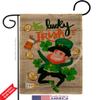The Lucky Irish Burlap Garden Flag Set with Stand Springtime St Patrick Shamrock Leprechaun Coin Holiday March Clover Small Decorative Gift Yard House Banner Double-Sided Made In USA 13 X 18.5 view 2