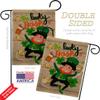 The Lucky Irish Burlap Garden Flag Set with Stand Springtime St Patrick Shamrock Leprechaun Coin Holiday March Clover Small Decorative Gift Yard House Banner Double-Sided Made In USA 13 X 18.5 view 3