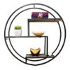 Admired By Nature, 23" Mounted Iron Circle Hanging Storage Shelving Floating Shelf 3 Tier Floating Circular Wall Decor Round Decorative Hanging Shelves, Sphere Shape Wall Shelf For Home, Black, 1 unit view 1