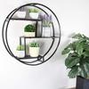 Admired By Nature, 23" Mounted Iron Circle Hanging Storage Shelving Floating Shelf 3 Tier Floating Circular Wall Decor Round Decorative Hanging Shelves, Sphere Shape Wall Shelf For Home, Black, 1 unit view 4