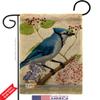 Blue Jay Floral Garden Flag Set with Stand Friends Flamingo Hummingbird Cardinal Peacock Springtime Natural Wildlife Small Decorative Gift Yard House Banner Double-Sided Made In USA 13 X 18.5 view 2
