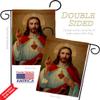 Jesus Sacred Heart Burlap Garden Flag Set with Stand Religious Faith Hope Grace Peace Dove Christian Religion Easter Small Decorative Gift Yard House Banner Double-Sided Made In USA 13 X 18.5 view 3