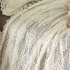 ABREEZE Vintage Cotton Bedding Set Hand Crochet Bedspread Hook Floral Beige Lace Bed Spread with Pillowcases 3Pcs,Queen view 3
