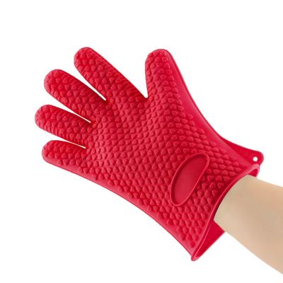 AKOAK Kitchen Perfect Silicone Barbecue Glove, Cooking/Grilling/Oven/Baking Glove, Waterproof, Non-Slip, Heat Resistant - Easily Handles Hot Food in The Kitchen or Grill, Pack of 1(Red)
