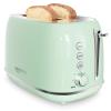2 Slice Stainless Steel Toaster Retro with 6 Bread Shade Settings, Bagel, Cancel, Defrost Function, Extra Wide Slot, Removable Crumb Tray Green view 1