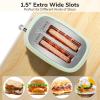 2 Slice Stainless Steel Toaster Retro with 6 Bread Shade Settings, Bagel, Cancel, Defrost Function, Extra Wide Slot, Removable Crumb Tray Green view 4
