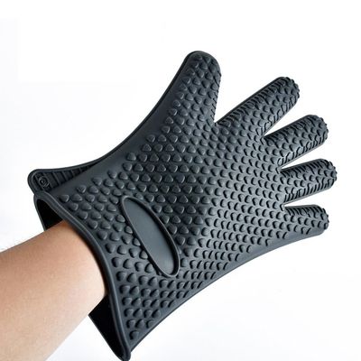 AKOAK Kitchen Perfect Silicone Barbecue Glove, Cooking/Grilling/Oven/Baking Glove, Waterproof, Non-Slip, Heat Resistant - Easily Handles Hot Food in The Kitchen or Grill, Pack of 1(Black)